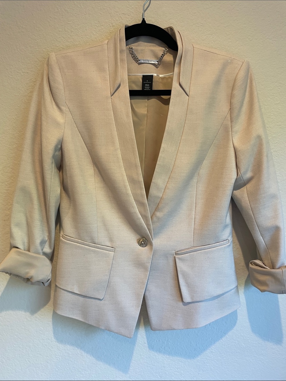 White House Black Market Cream Single-Button Tailored Blazer EUC - size 4